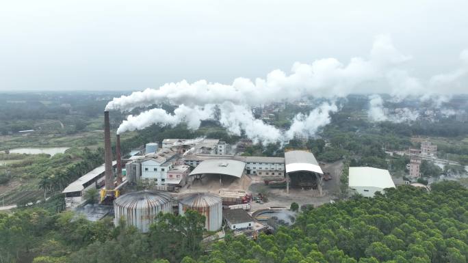 糖厂烟囱冒烟空气污染全球变暖
