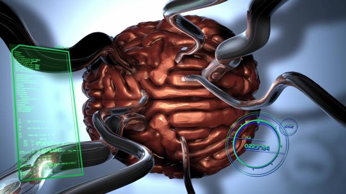 大脑连接人体部位检查扫描抽象