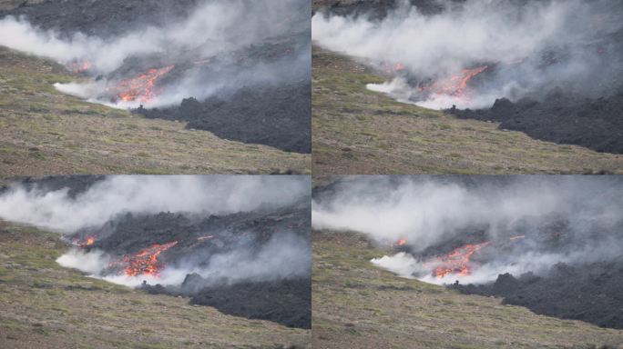 火山玄武岩燃烧冒烟生态环境破坏