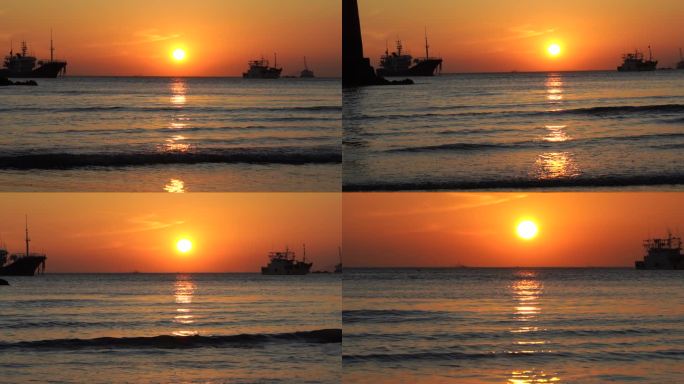 海边日落慢镜头