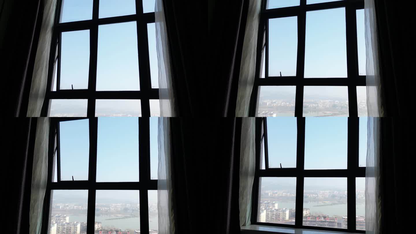 窗帘窗户玻璃阳光酒店房间