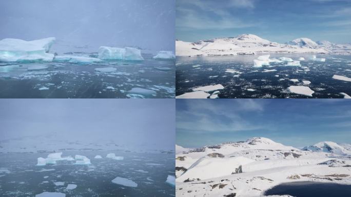 南极北极 冰山海水 雨雪晴天 白雪 8K