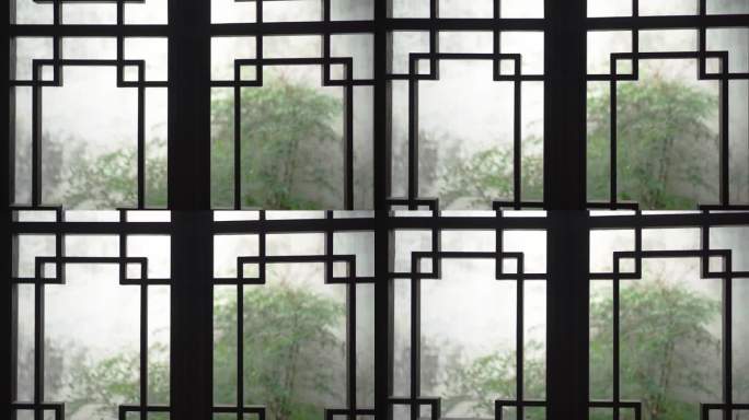 中国古典园林的窗棂，苏州，中国。