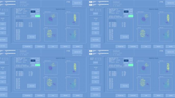 实验室未来虚拟HUD数据显示的数字分析医疗技术概念的未来
