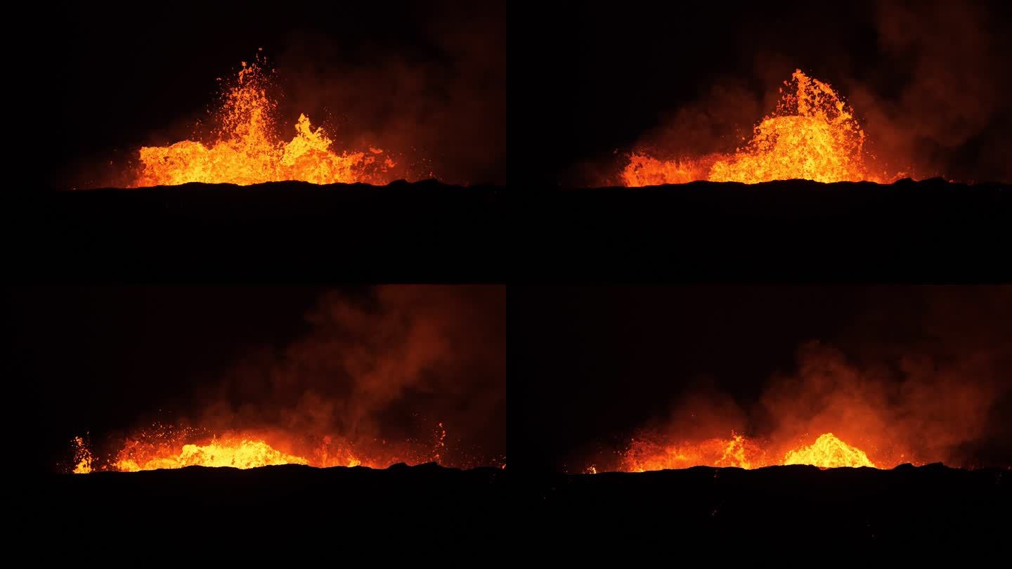 火山活火山岩浆喷涌火光熔岩