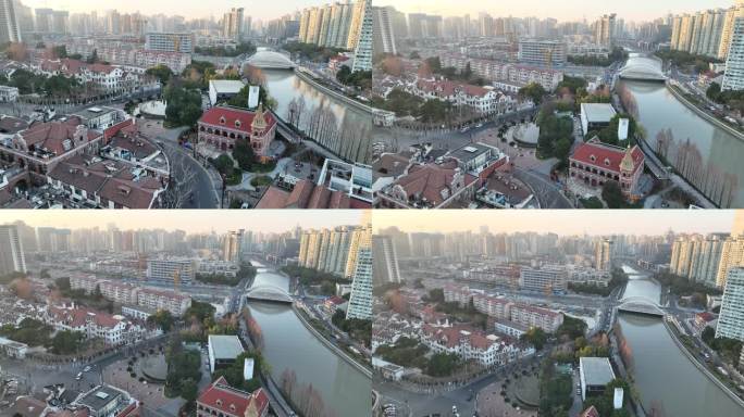 4K原素材-航拍上海苏州河历史风貌保护区