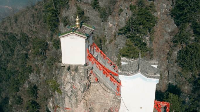 塔云山鸟瞰图，中国陕西著名的道教寺庙。