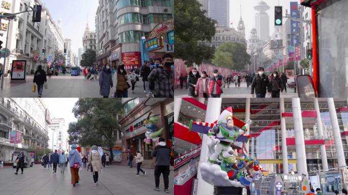 复工复产后的上海南京路步行街