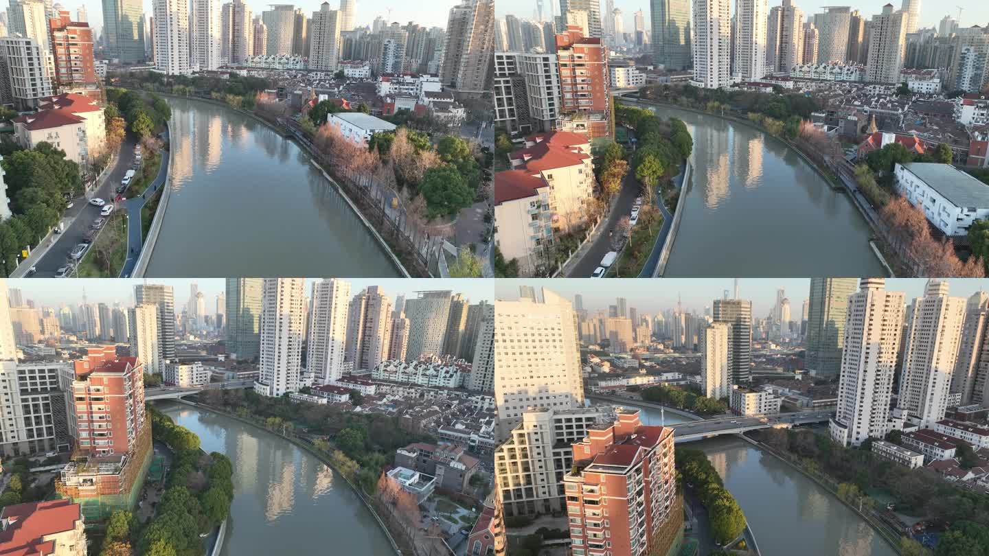 4K原素材-航拍上海苏州河蝴蝶湾