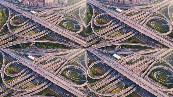 中国郑州市立交桥鸟瞰图