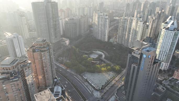 4K原素材-航拍上海长寿公园
