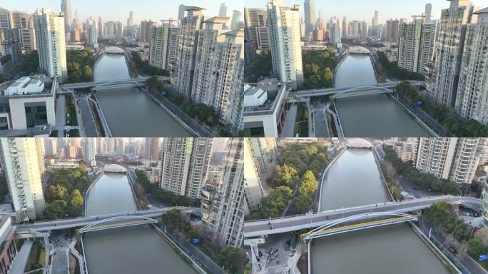 4K原素材-航拍上海苏州河普济路桥