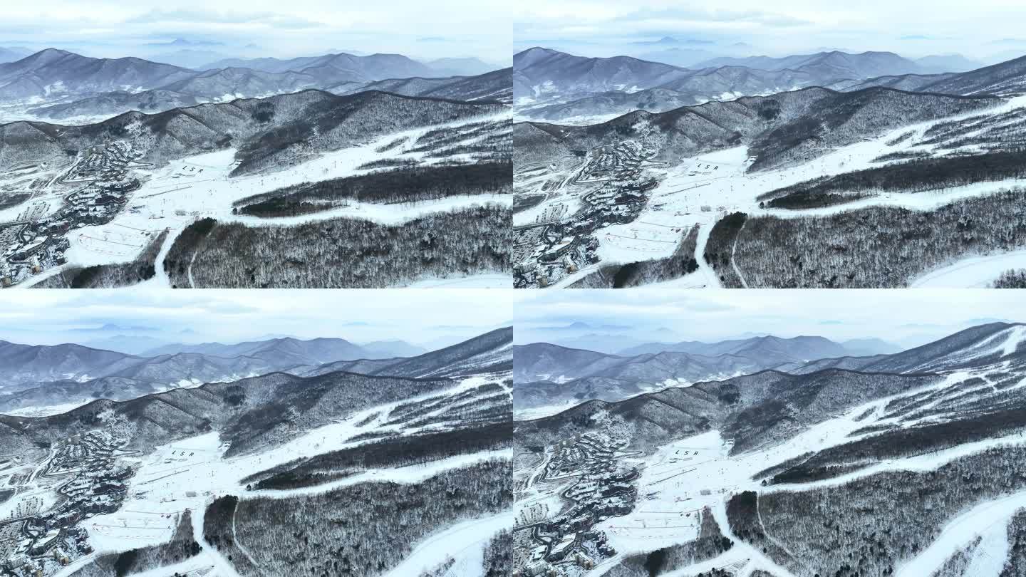 万科松花湖滑雪场全景航拍