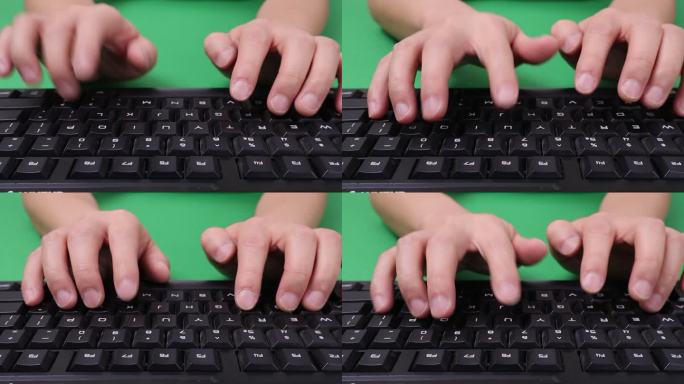 清脆键盘打字正前方特写带绿布