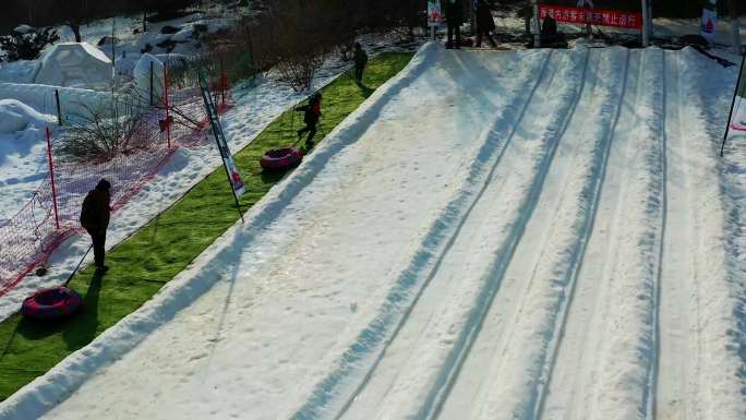 航拍付家庄滑雪场玩雪雪场滑雪