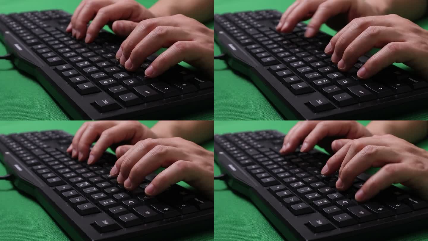程序员编程敲击键盘特写