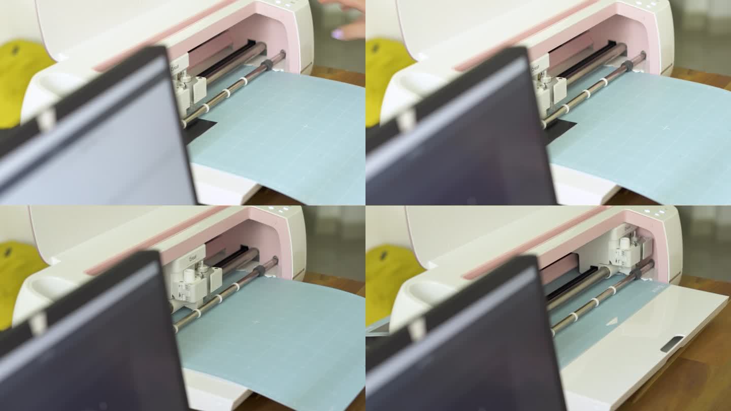 为商务工作启动打印机，从而能够传送贴花的切割