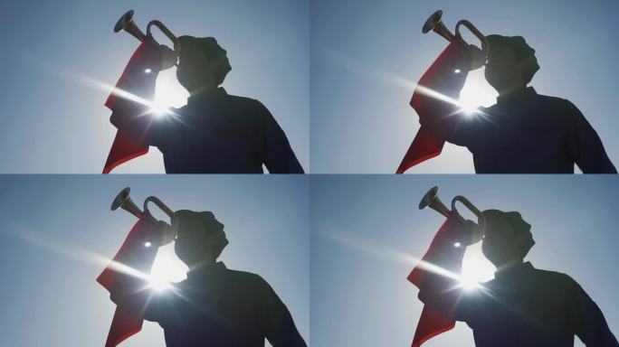 红军逆光吹冲锋号爱国教育革命先烈吹响号角