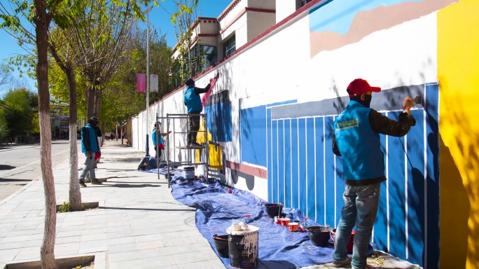 街边绘画 街边墙画 油画 水彩画 墙画