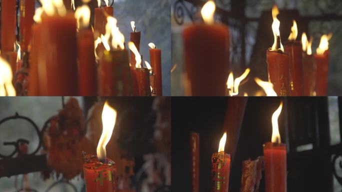 庙宇蜡烛和香火