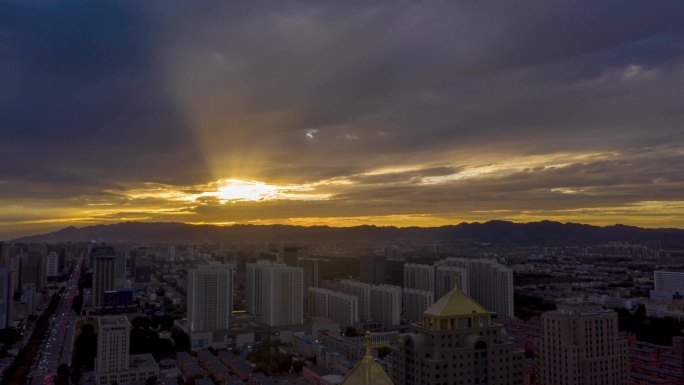 【原创】万达广场夕阳航拍延时