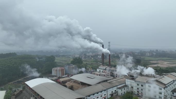 糖厂烟囱冒烟 污染 烟雾碳排放