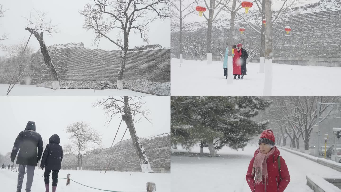 北京下雪游客赏雪