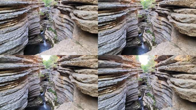 落基山溪峡谷岩石石壁河流