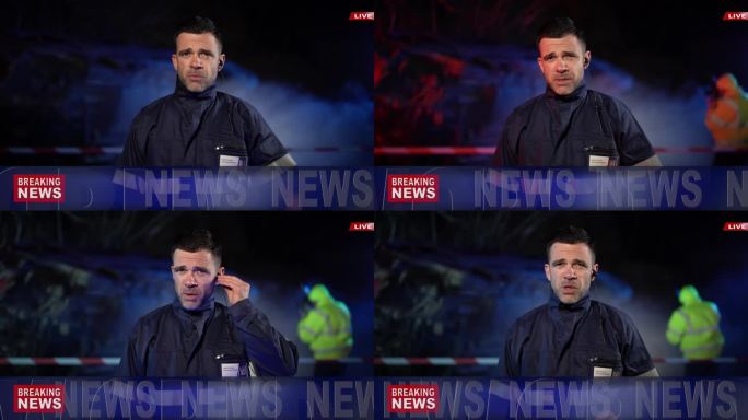 4K视频消防队长在电视上发表坠机现场声明