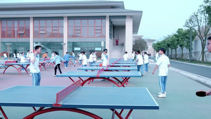 【4K】中学体育运动高中生打乒乓球