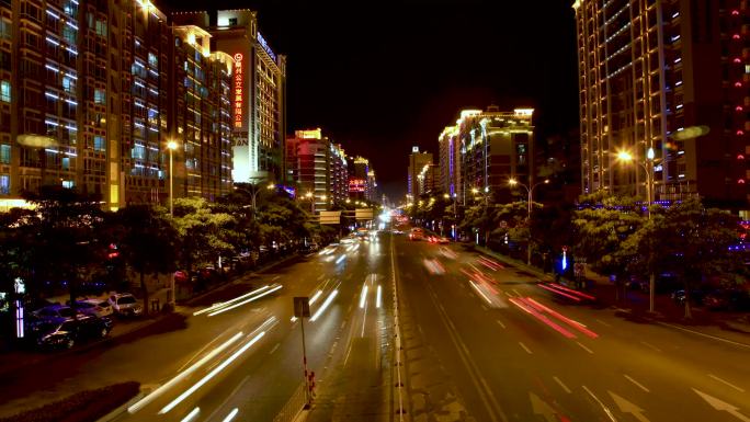 城市夜景街道车流城市流光