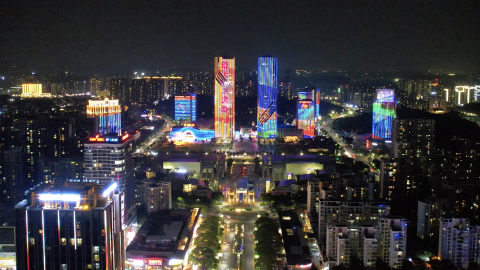 江门城市 夜景 航拍