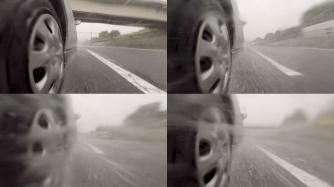 雨天在高速公路上行驶的汽车-4K