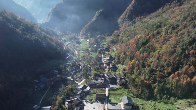 羌寨风光航拍（北川西窝羌寨）