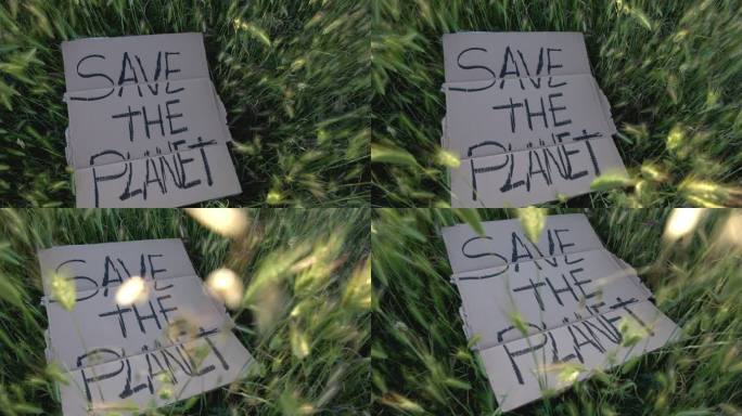 没有行星B拯救地球文字牌子小麦田