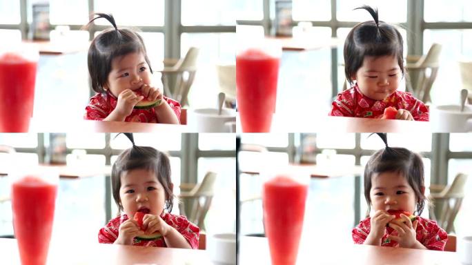 宝贝吃东西小孩吃西瓜小女孩
