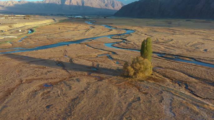 4k新疆塔县塔什库尔干河金草滩牧民在骑马