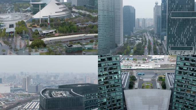 4K航拍杭州钱江新城市民中心