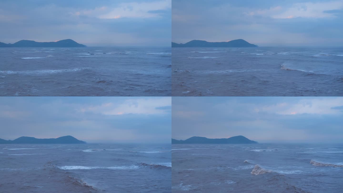 浙江普陀山台风天中的海面