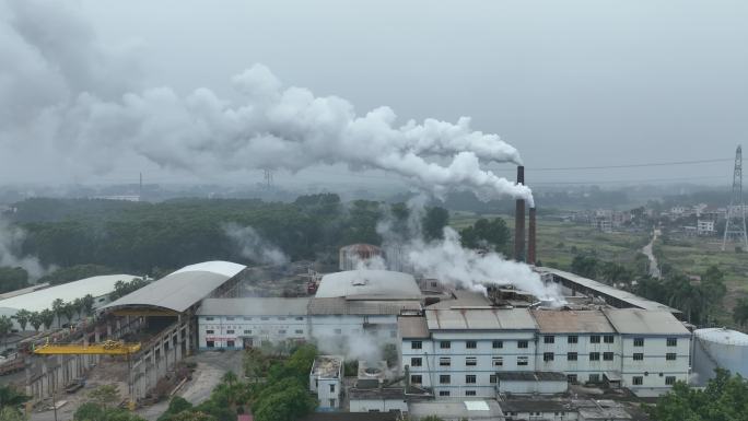 烟囱冒烟污染碳排放污染视频