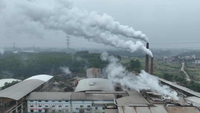 糖厂烟囱冒烟 碳排放污染视频