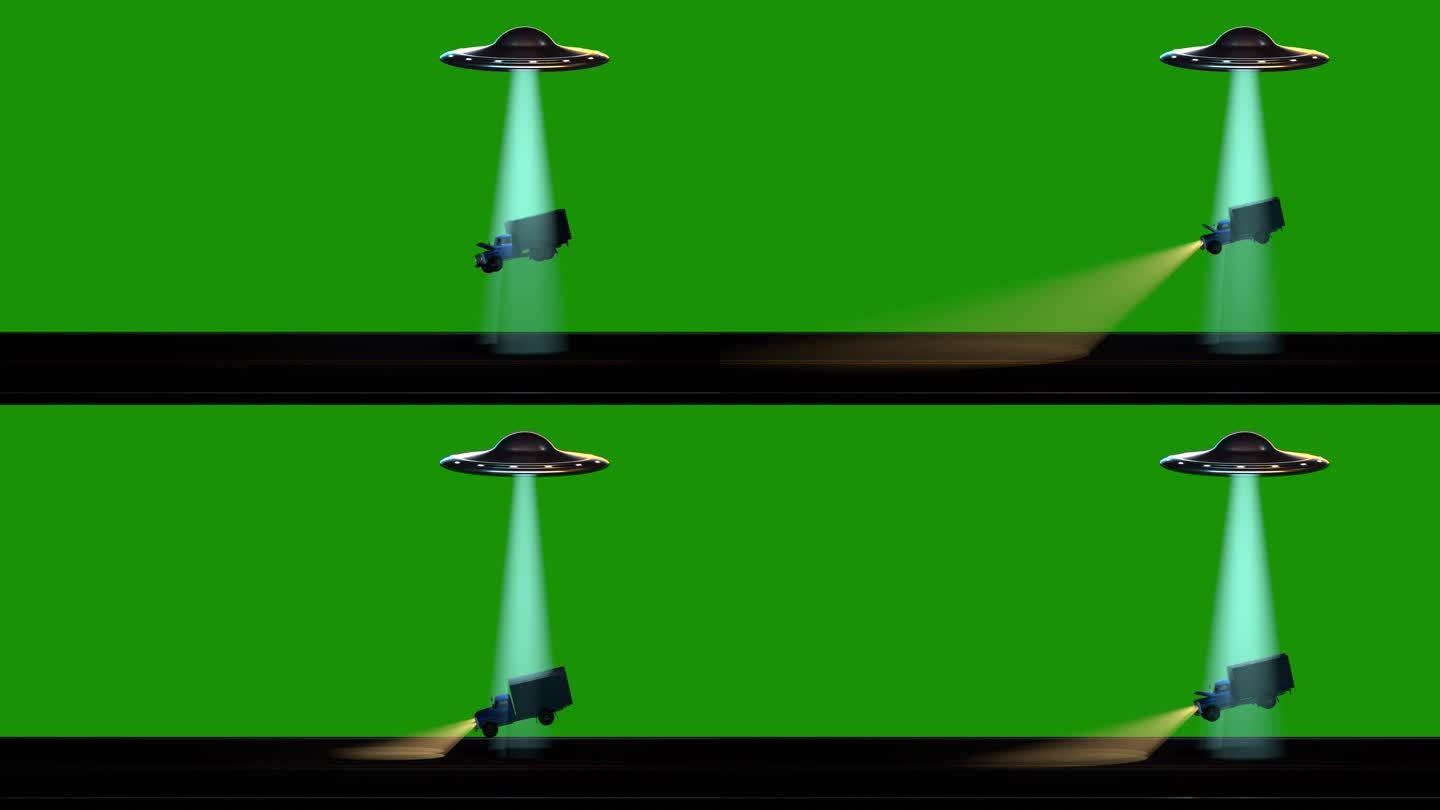 UFO环形卡车绑架绿幕4K B