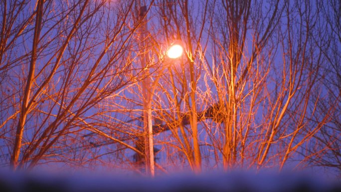 冬季城市雪景夜景下雪夜晚空境素材