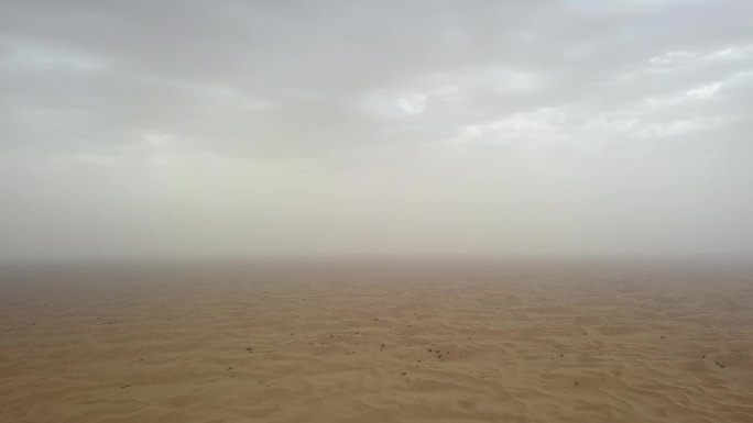 宁夏中卫沙坡头腾格里沙漠沙尘暴航拍