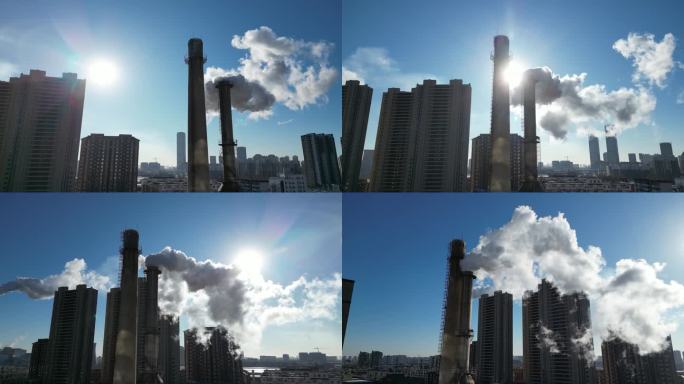 烟囱冒烟 冬天供暖设施 工业污染