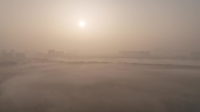 大雾天气下的城市街景 唯美大雾城市
