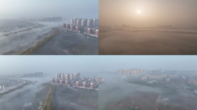 大雾天气下的城市街景 唯美大雾城市