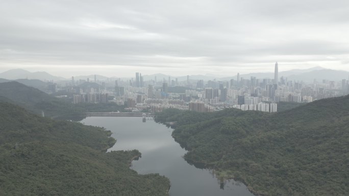 梅林水库看福田中心区