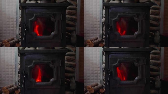 火炉燃烧火焰木炭炭炉柴火4K