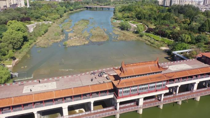 潍坊城市水库拦河坝航拍